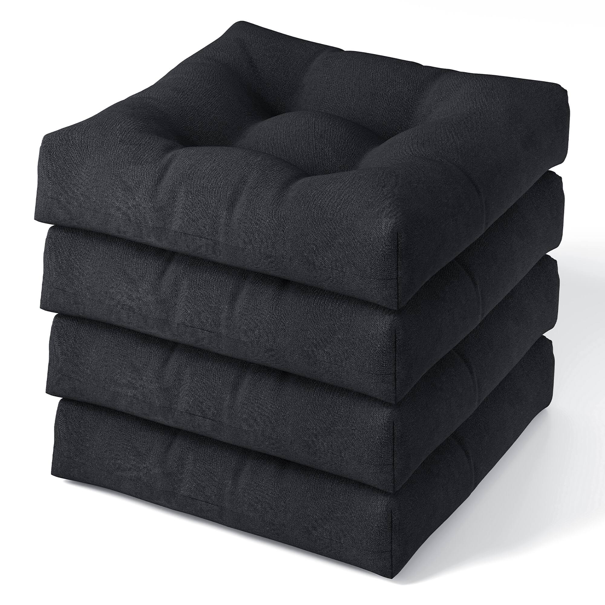 Front. Gymax - Gymax Set Of 4 21'' x 21'' Patio Chair Seat Cushion Pads Indoor/Outdoor Black - Black.
