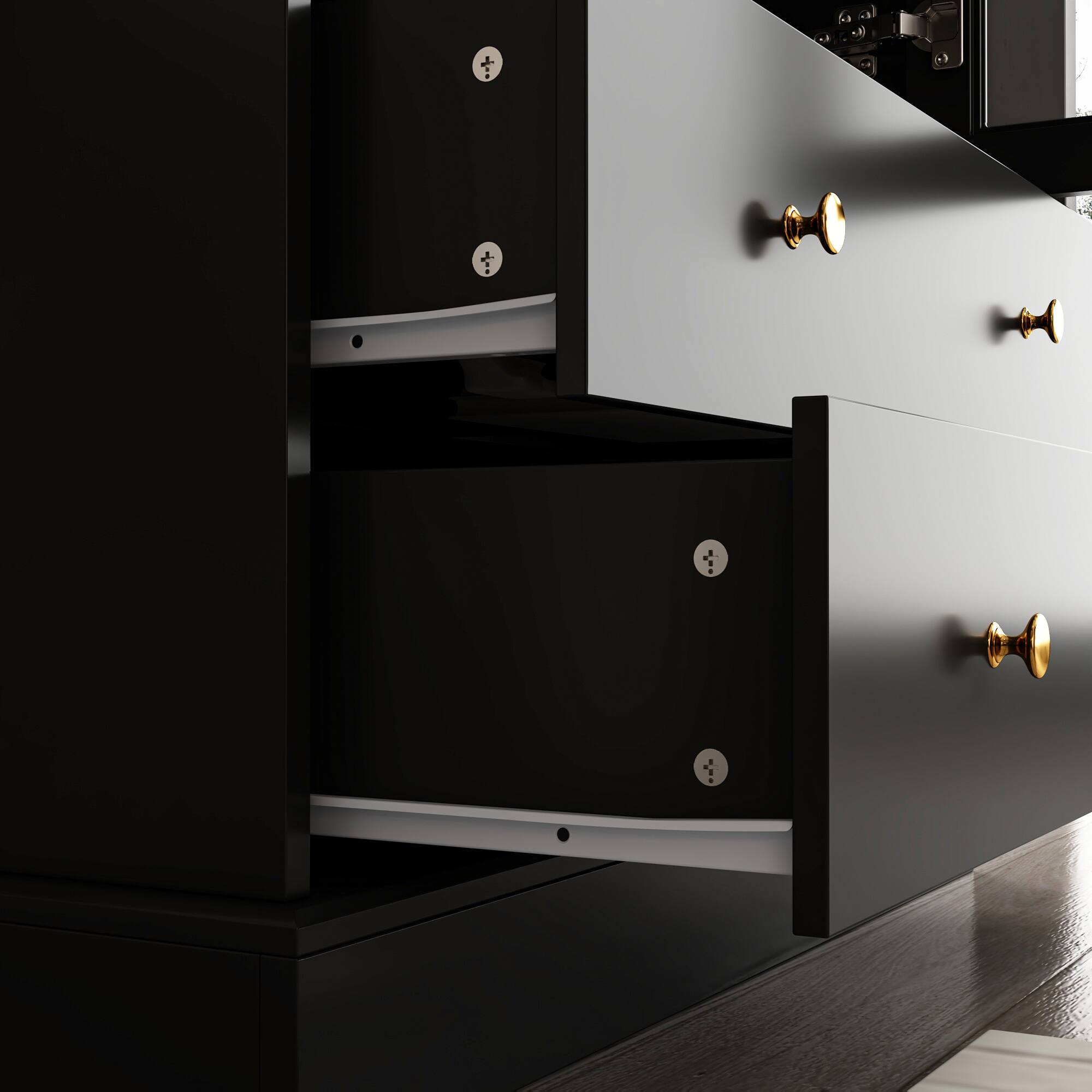 Alt View 4. FUFU & GAGA - FUFU&GAGA Anti - Tip Display Cabinet: Glass - Door, Multi - Layer Storage - Black.