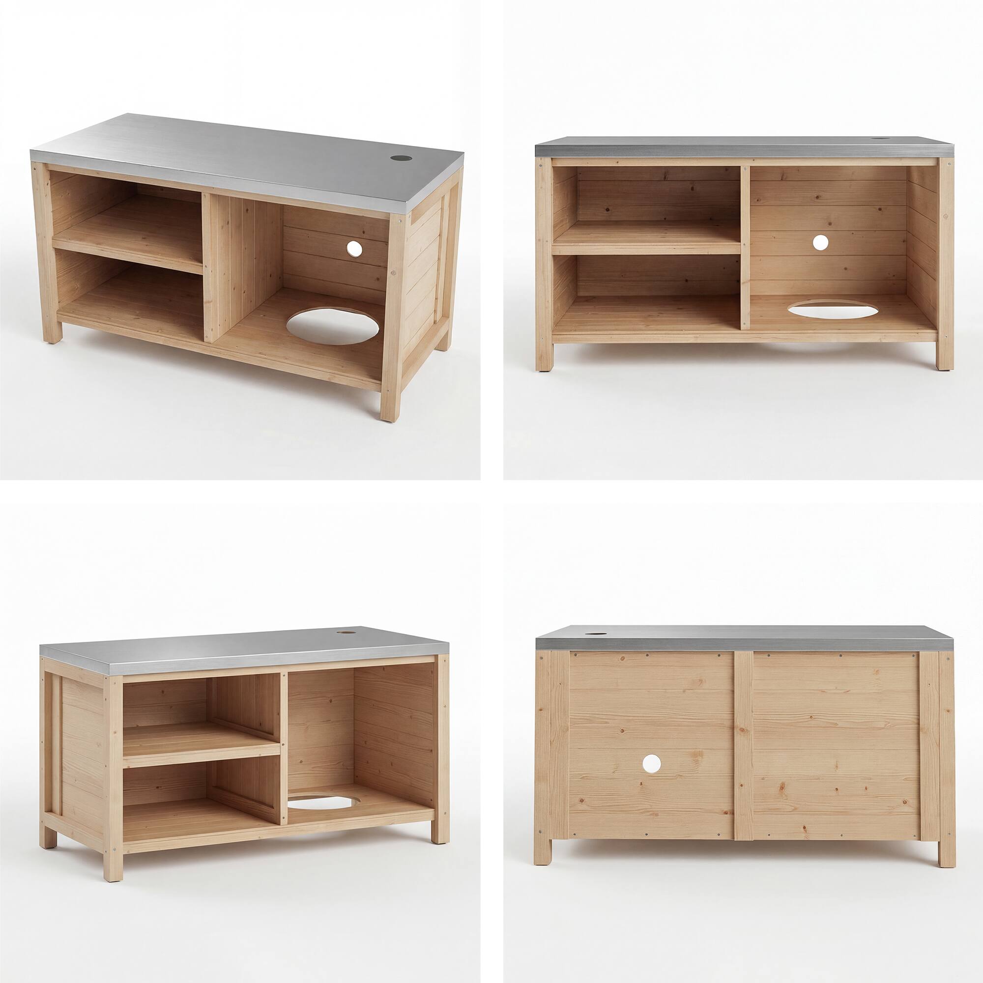 Alt View 7. Famapy - Modular Solid Cedar Outdoor Kitchen Cabinets - All-Weather Storage with Stainless Steel Top for Patio, Grill Station - Wooden.