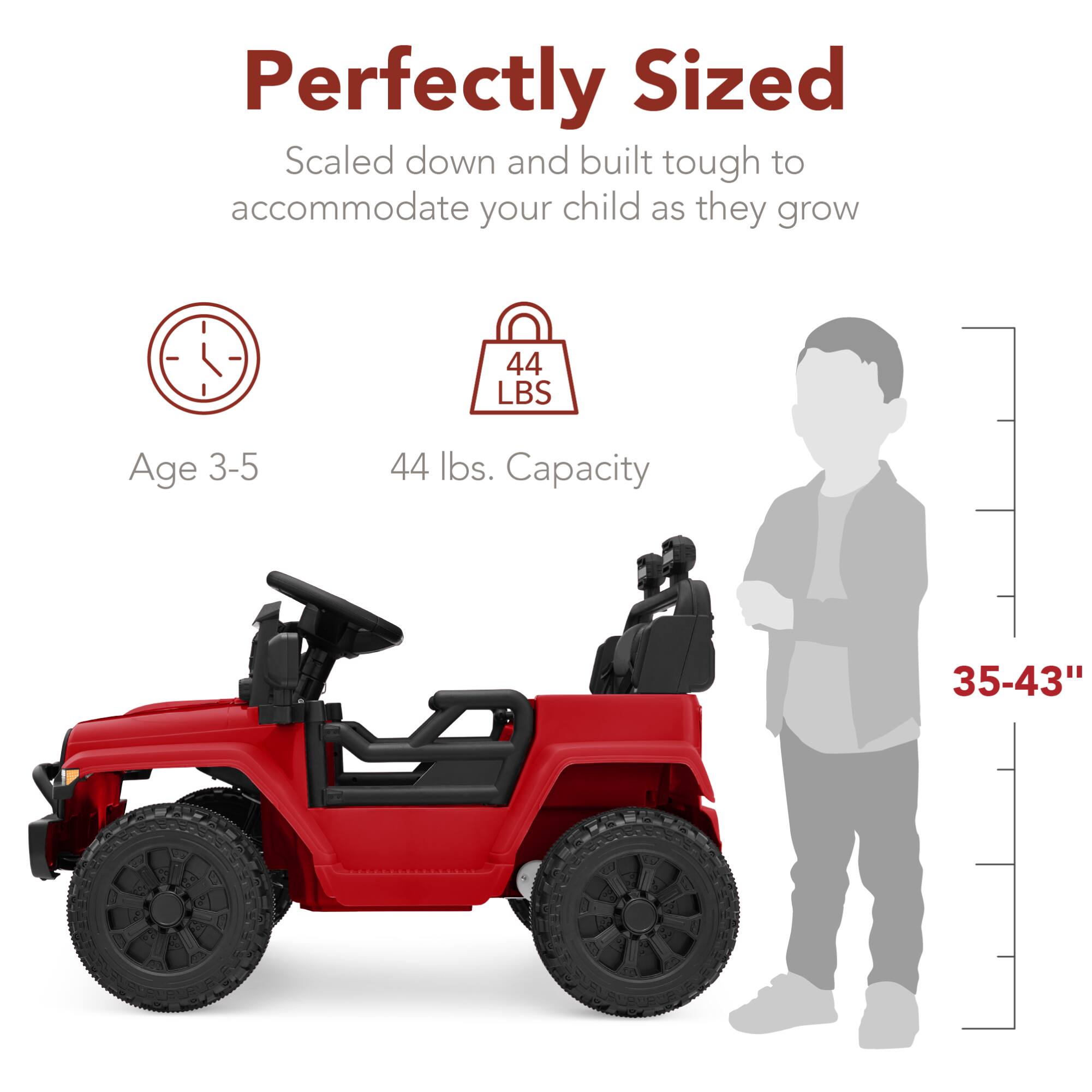 Perfectly Sized  
Scaled down and built tough to accommodate your child as they grow  

Age 3-5  
44 lbs. Capacity  
35-43"