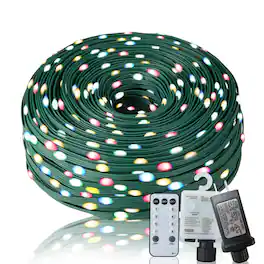 Sunoyar - Outdoor Christmas Halloween Rope Lights 328FT 1000LED Strobe String Lights w/Remote IP67 Waterproof Timer for Party - multi colour