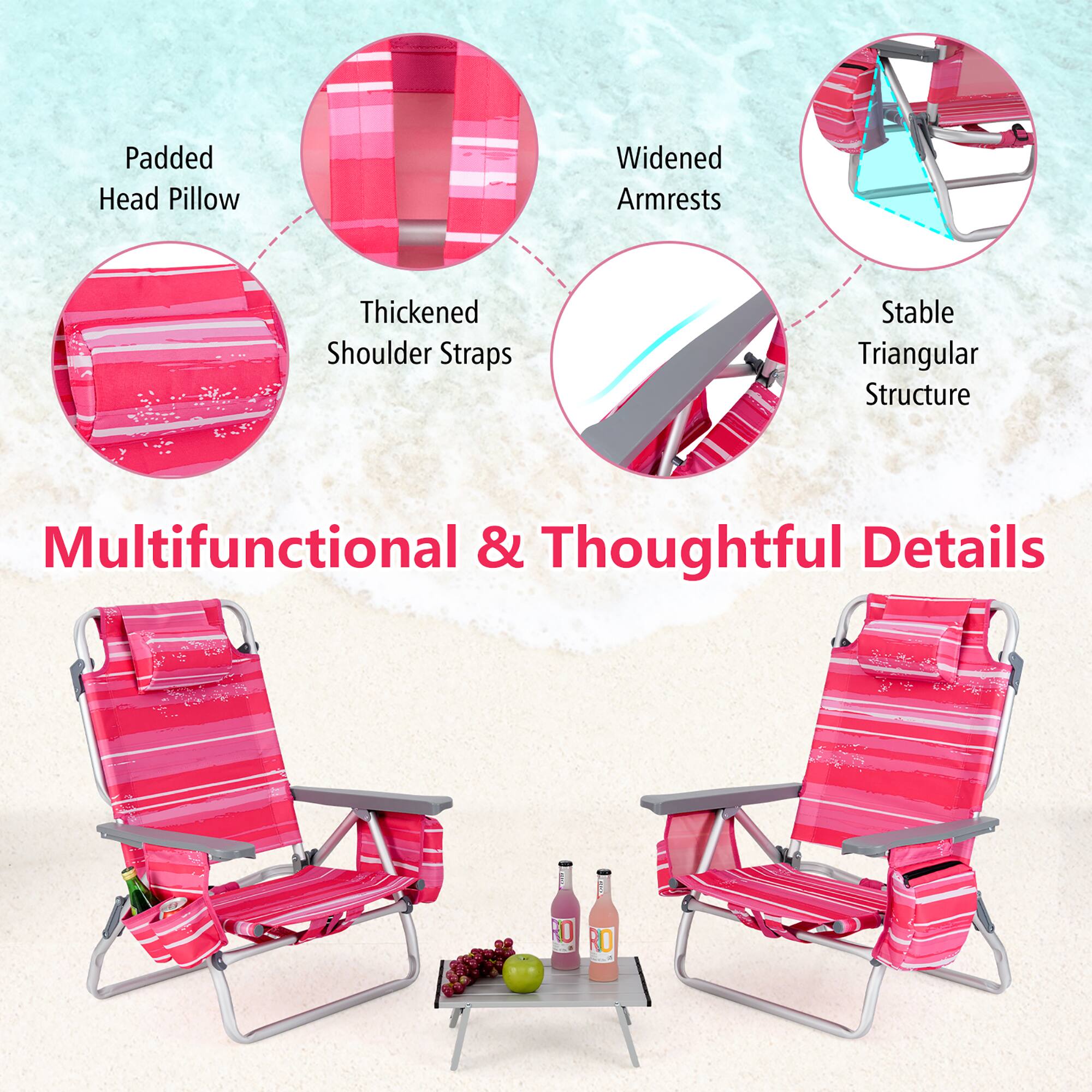 Padded Head Pillow  
Widened Armrests  
Thickened Shoulder Straps  
Stable Triangular Structure  

Multifunctional & Thoughtful Details