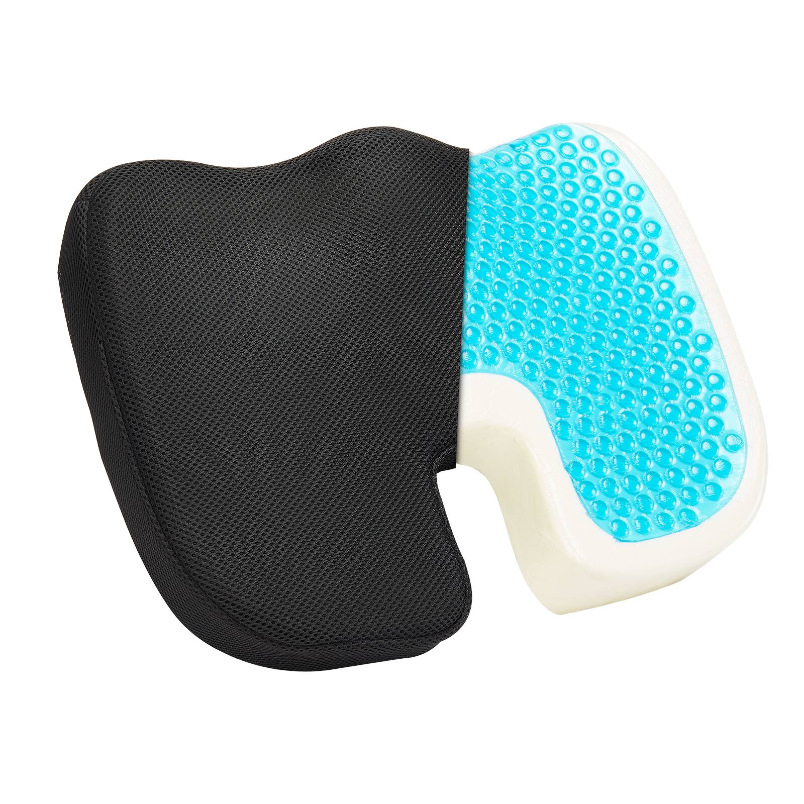 Front. VEVOR - Seat Cushion, Cooling Gel + Memory Foam Seat Cushion, Pressure-Relief Wheelchair Seat Pad with U-Shaped Cutout - Black.