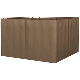 Outsunny - 10' x 10' Universal Gazebo Sidewall Set with Panels, Hooks and C-Rings Included for Pergolas and Cabanas - Brown
