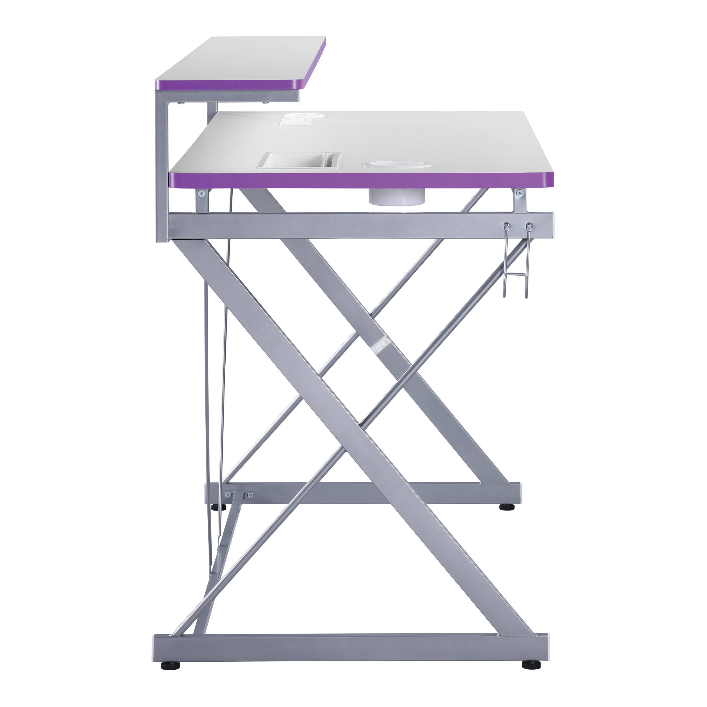 Left. OSP Home Furnishings - Emulator Gaming Desk - Purple / Carbon.