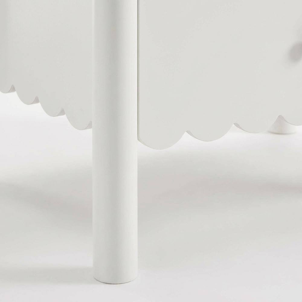 Alt View 1. FurniFact - Bedside Nightstand with 2 Drawers in Elegant Finish - White.