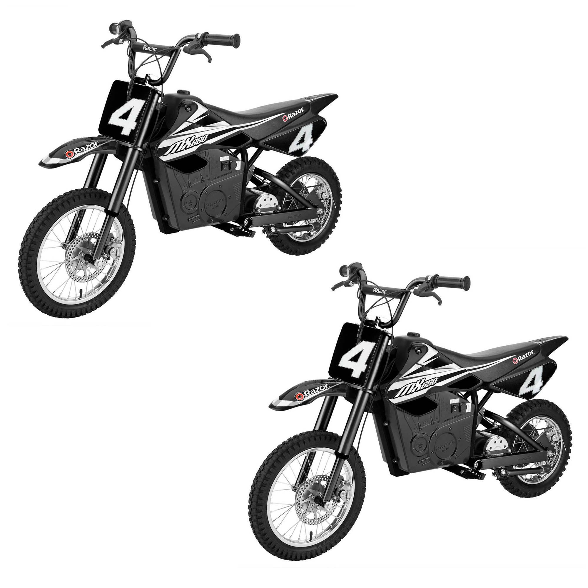 Front. Razor - MX650 Dirt Rocket High-Torque Electric Motocross Dirt Bike (2 Pack) - Black.