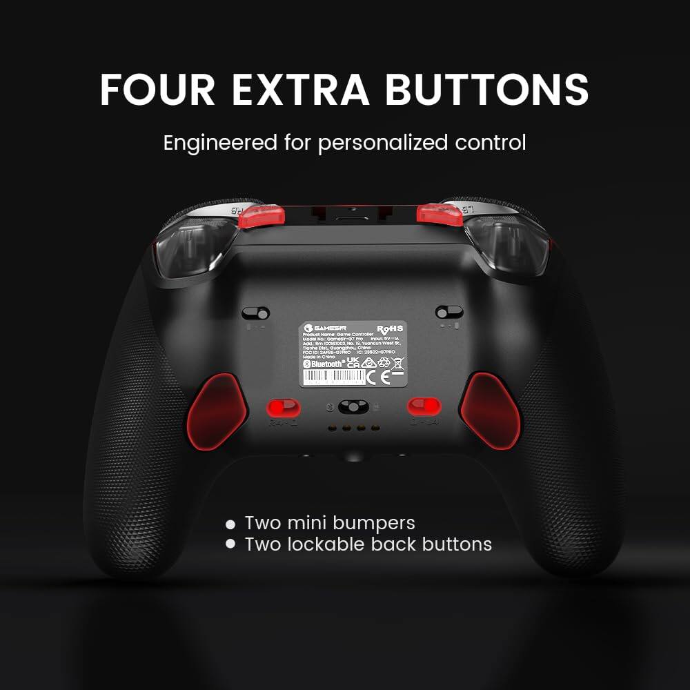 FOUR EXTRA BUTTONS  
Engineered for personalized control

- Two mini bumpers
- Two lockable back buttons