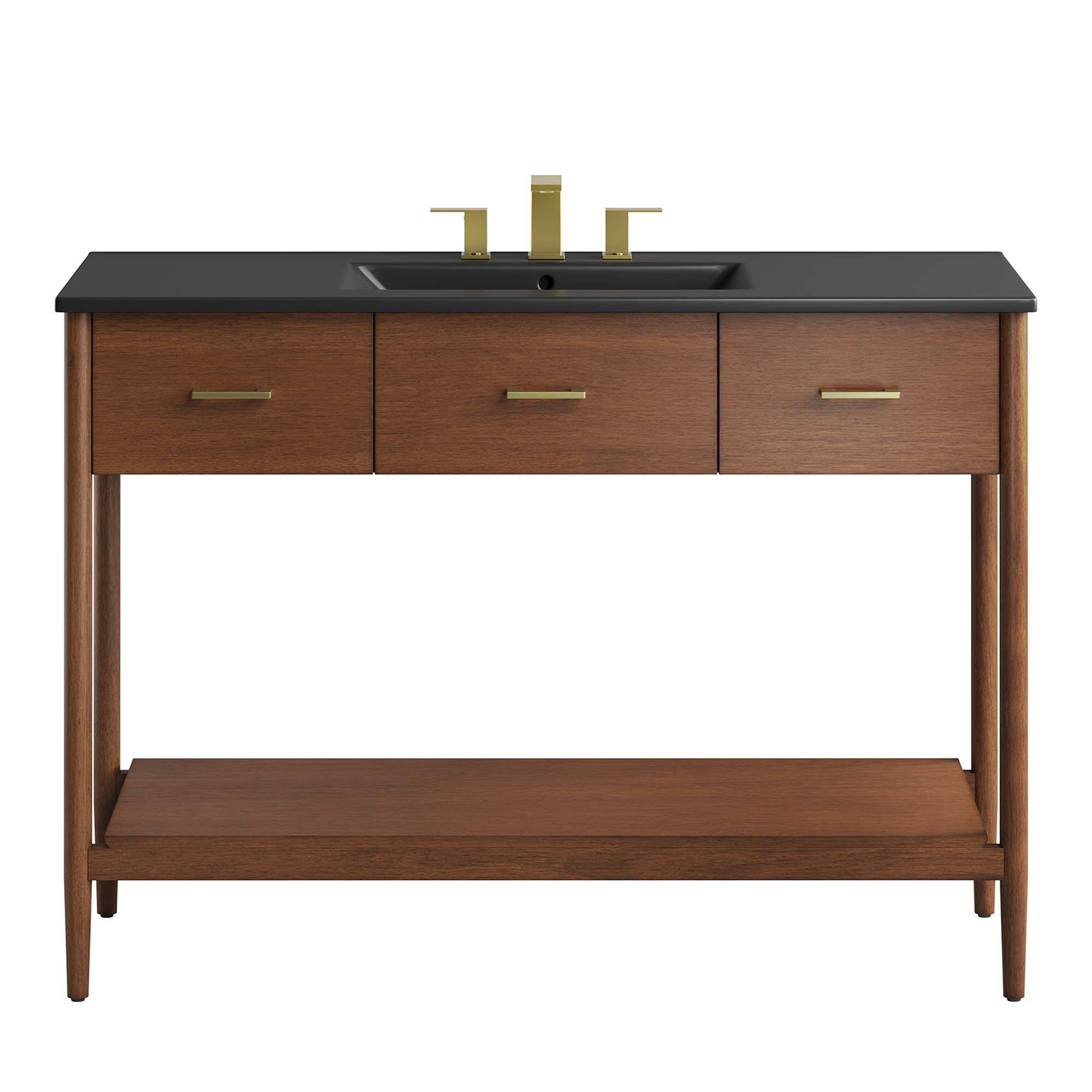 Alt View 5. Modway - Zaire Bathroom Vanity Basin Included by Modway - Walnut Black.