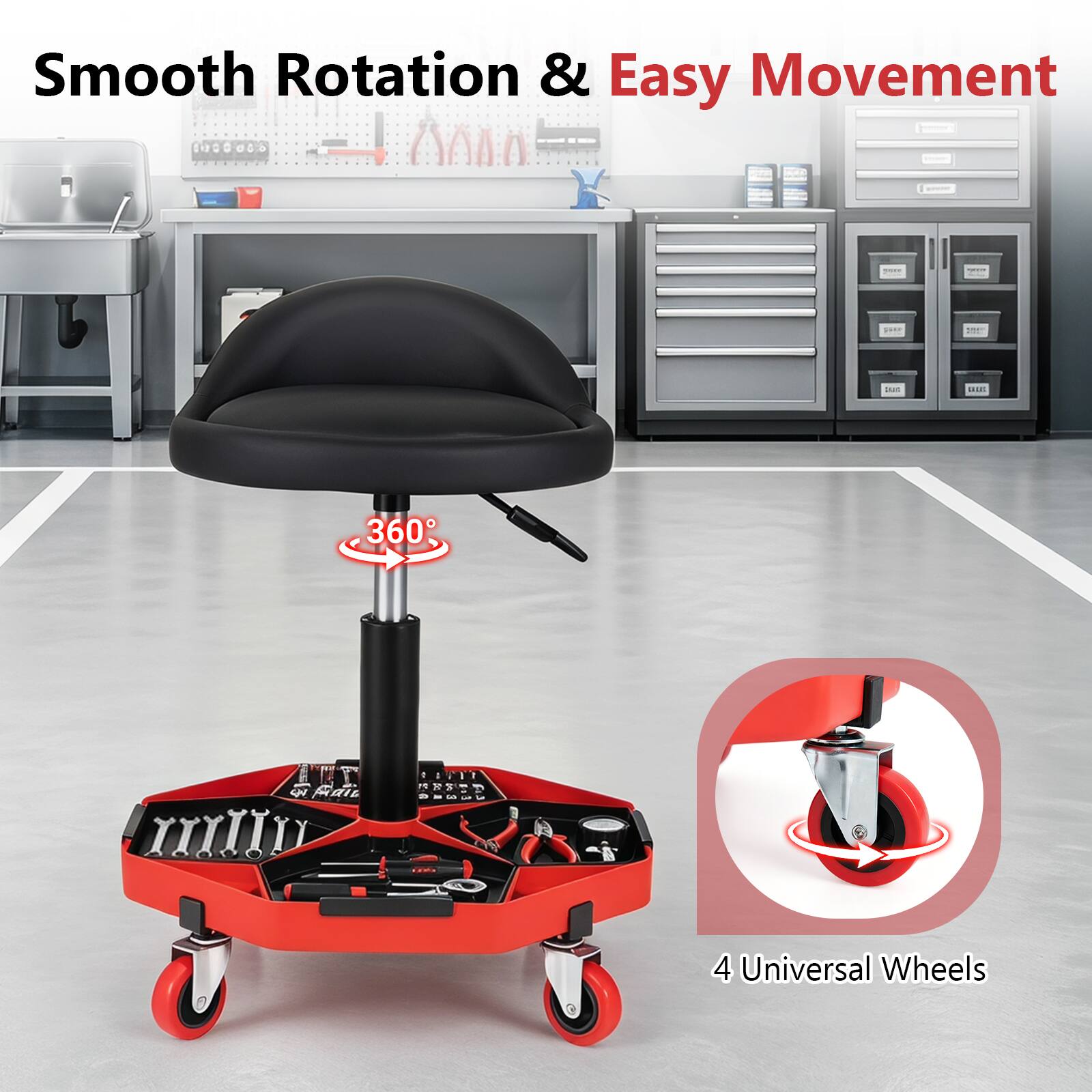Smooth Rotation & Easy Movement  
360°  
4 Universal Wheels