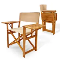 Balkene Home - Walker Outdoor Folding Directors Chair with Side Tables - Tan - Front_Zoom