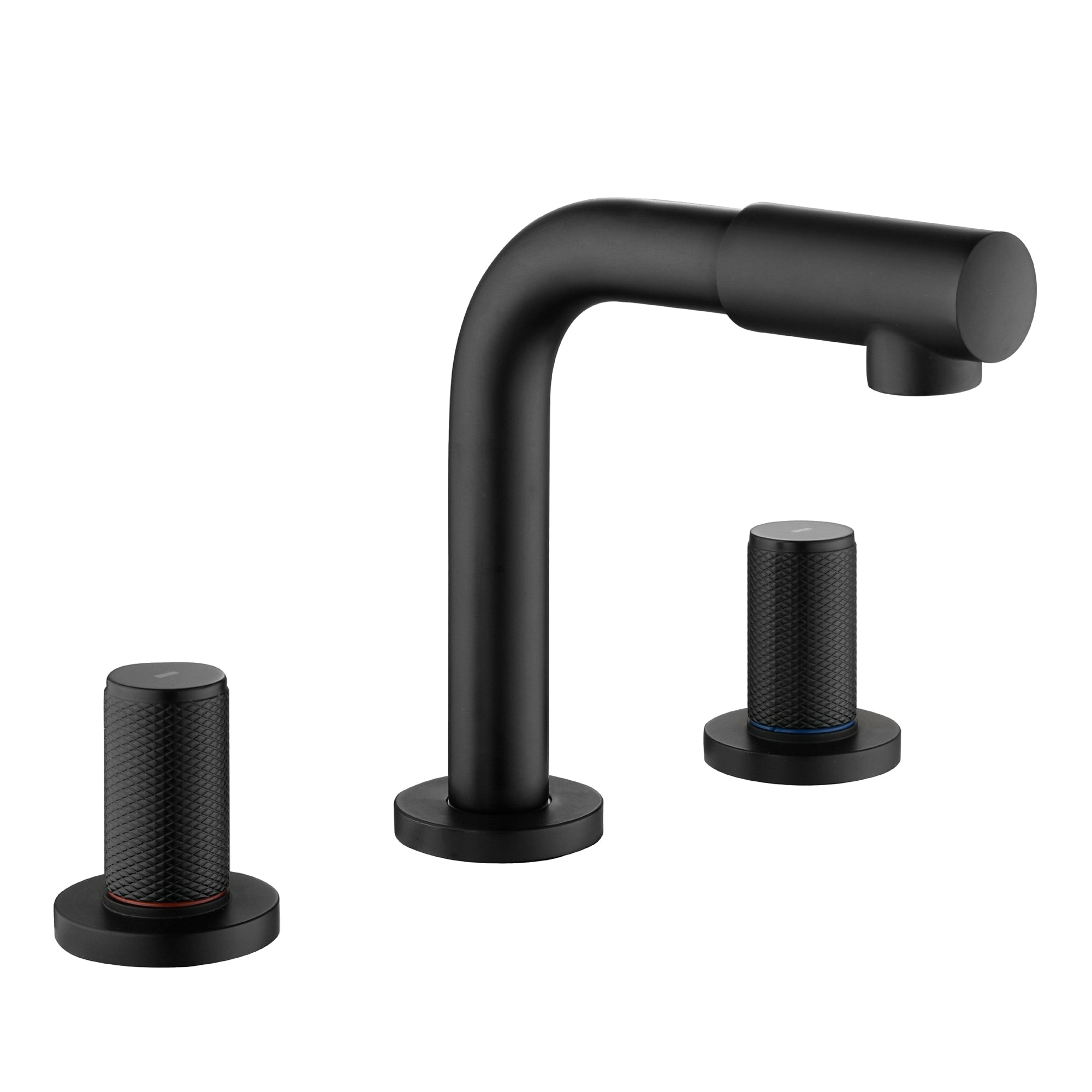 Back. Boyel Living - 8 in Widespread Double Handle 360 Degree Swivel Spout Bathroom Faucet with Quick Connect Hose in Matte Black - Matte Black.