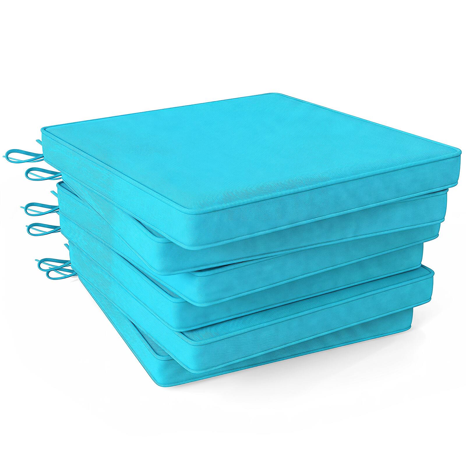 Costway - 20" Patio Cushion Set of 6 with Breathable & Fade-resistant Olefin Fabric Cover - Turquoise