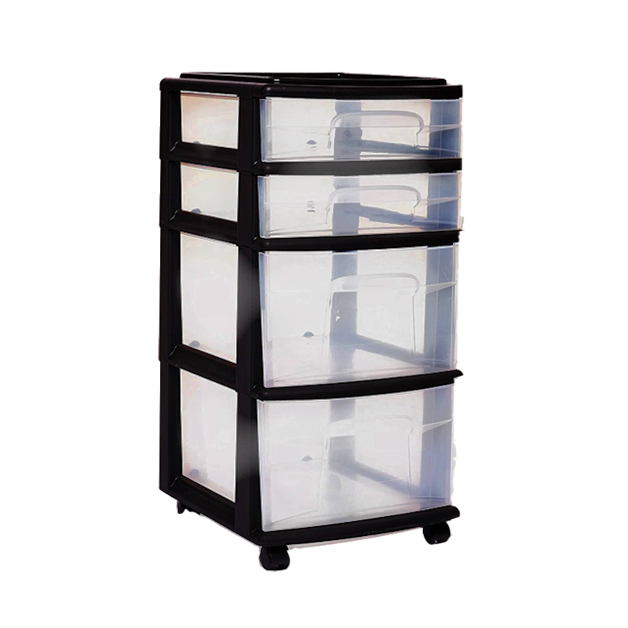 Alt View 8. Homz - Homz Plastic 4 Drawer Medium Storage Tower, Clear Drawers & Black Frame (2 Pack).