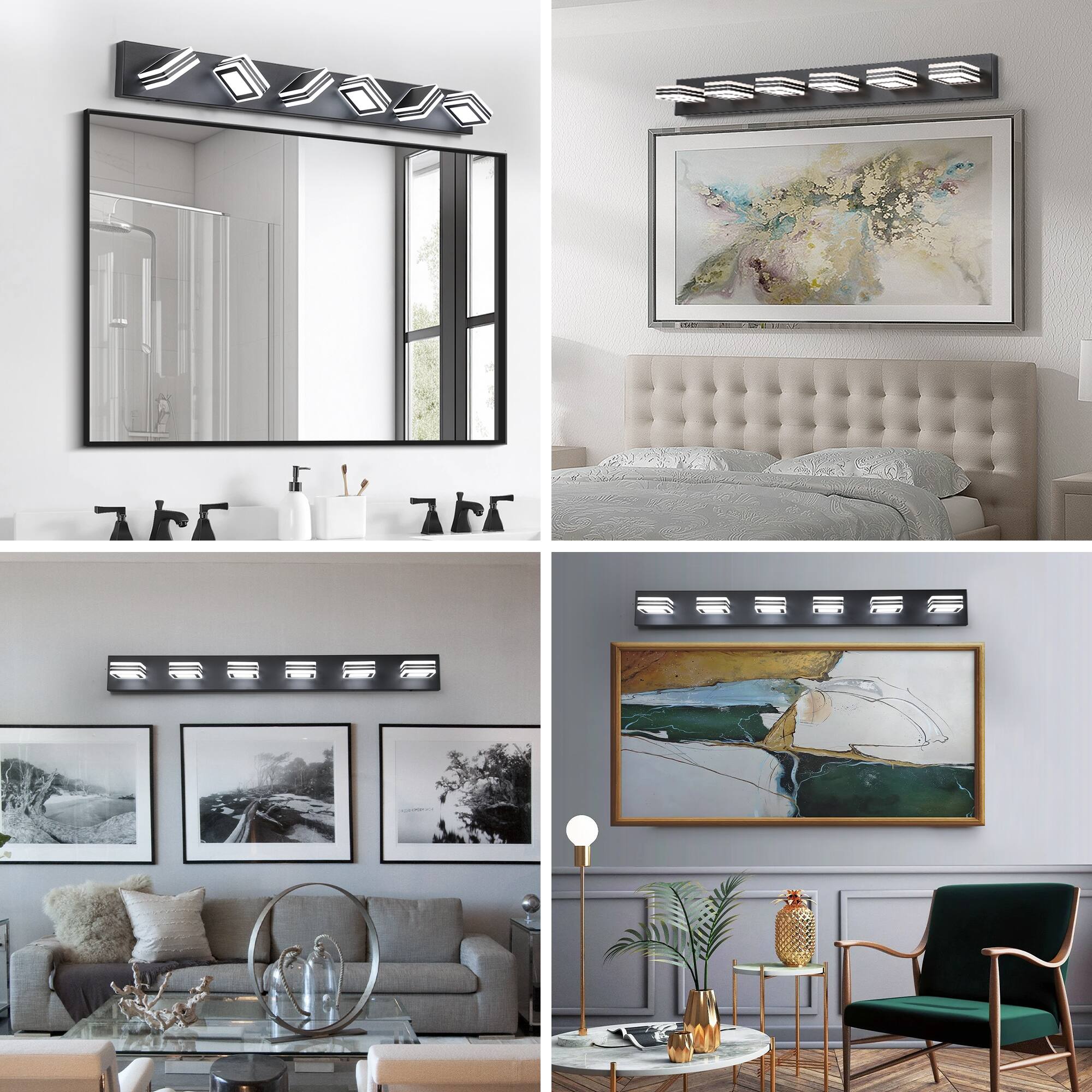 Back. APRILSOUL - 40 Inch Modern 6-Light LED Vanity Light Iron and Acrylic Dimmable and Energy-Efficient Ideal for Mirror Lighting.