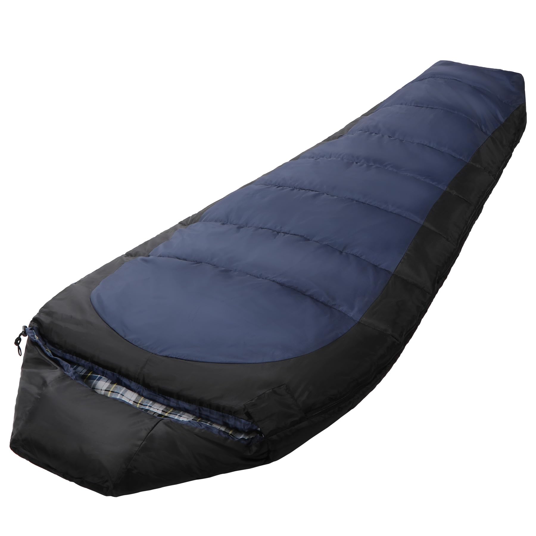 Front. Dapper Styles - Cold Weather Mummy Sleeping Bag Warm Flannel Cotton Filling 210T Polyester Grid Anti CoatingImportedPremium... - Navy Blue with 2lbs Filling.