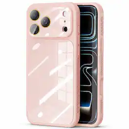 Dteck - Silicone Case with Glass Camera Lens Cover for Apple iPhone 17 Pro, Heat Dissipation Cooling Bumper Design - Pink