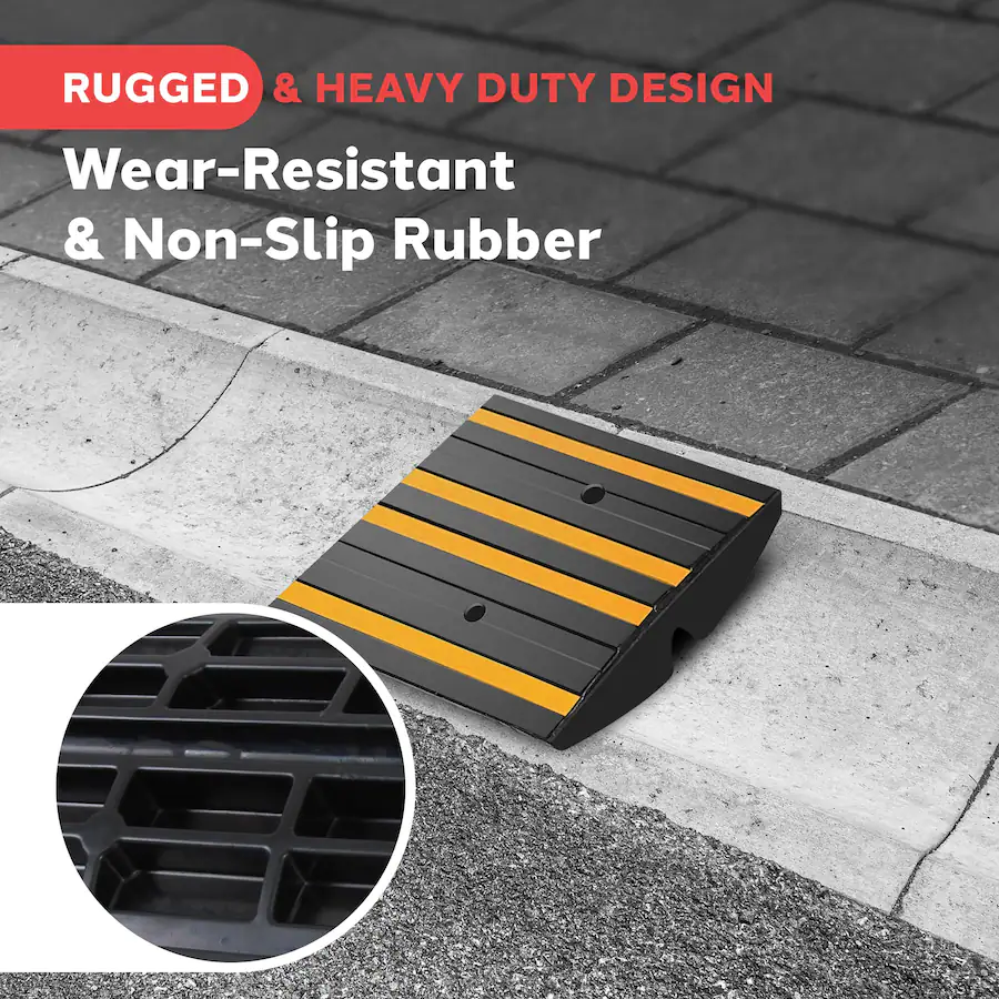 1ft Ramp Pyle 1ft Rubber Curb Ramp – Heavy Duty Non Slip Waterproof Ramp with ...
