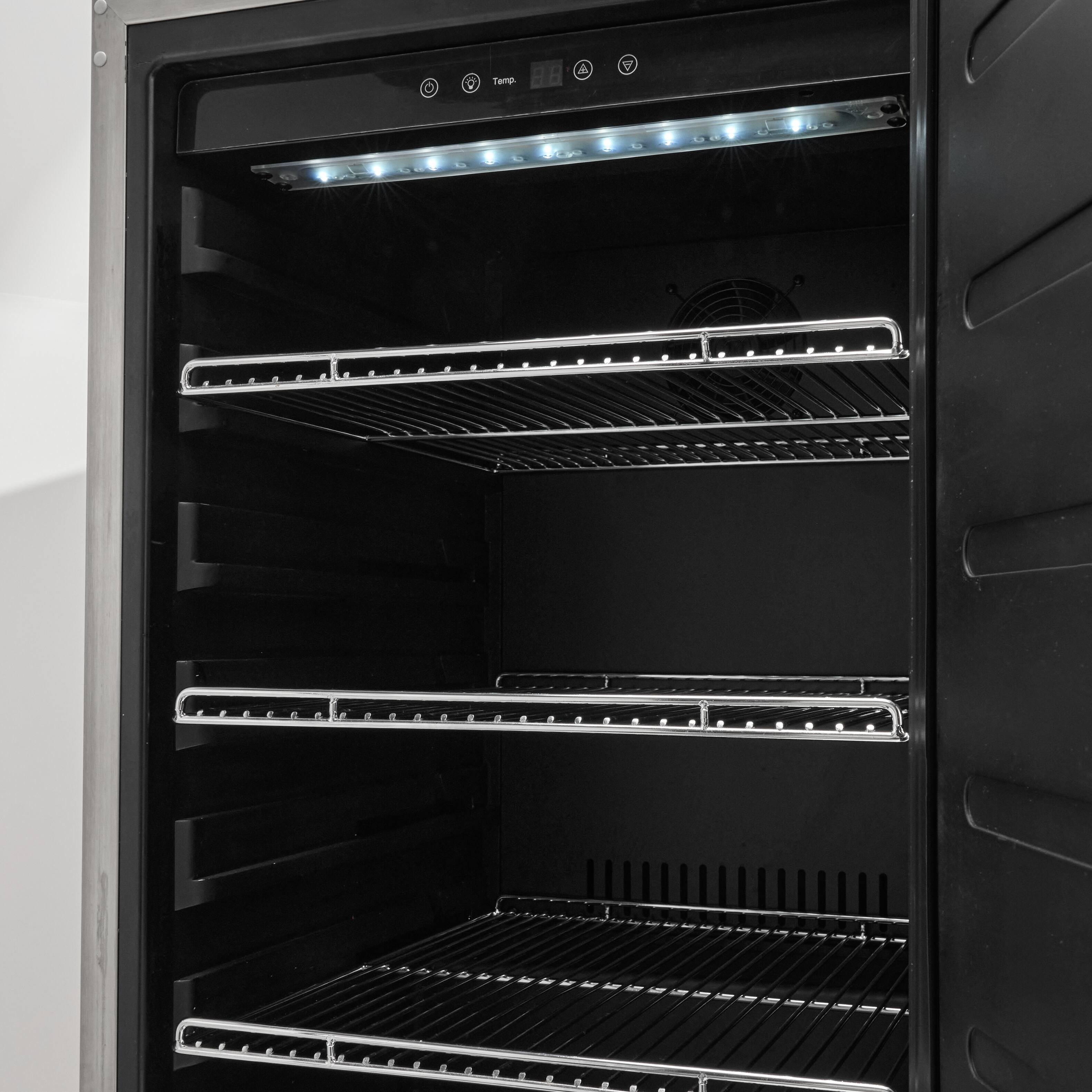 Left. Coyote - Coyote Outdoor Living  21" 4.1 Cu. Ft. Built-in Compact Refrigerator Right Hinge - Stainless Steel.