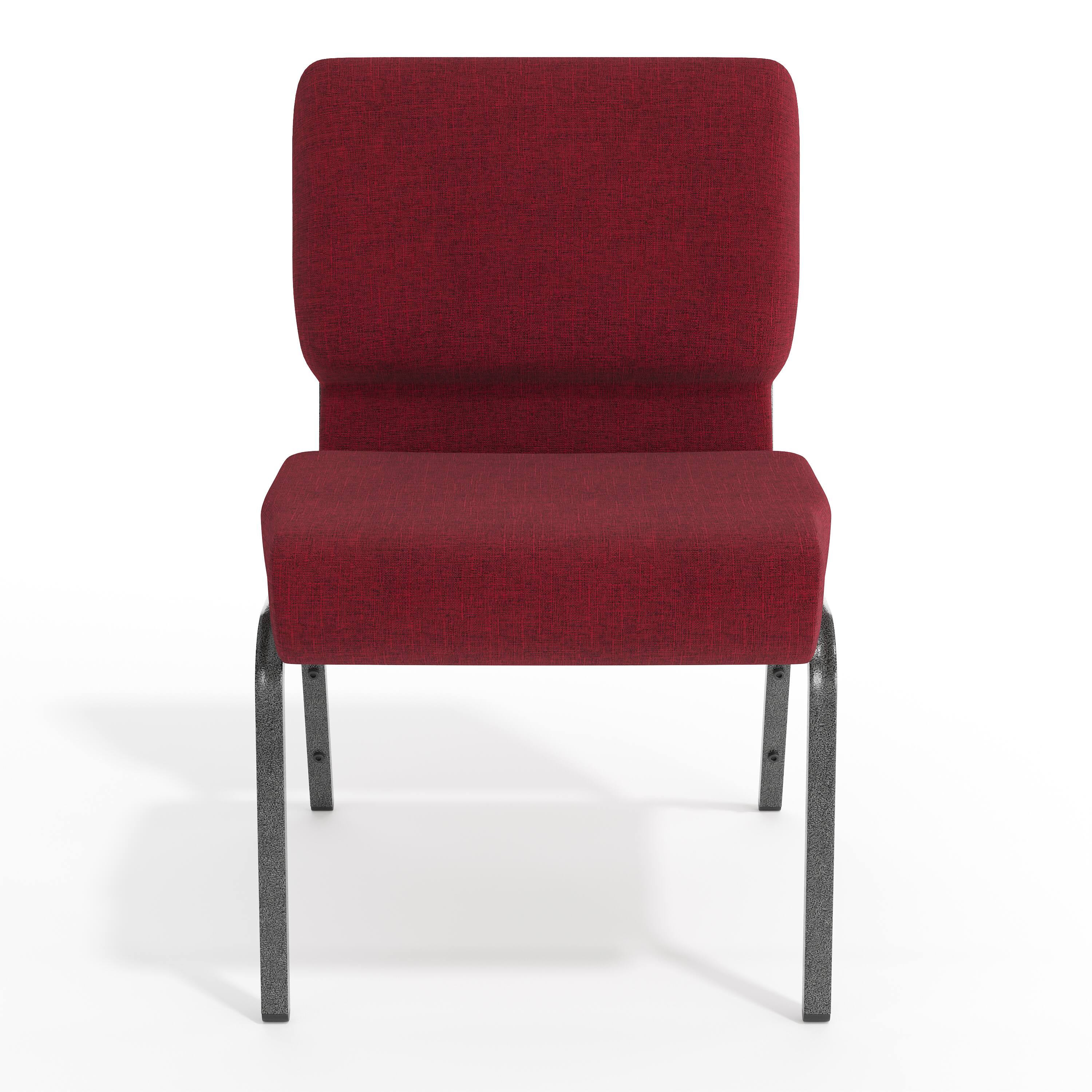 Alt View 9. Emma + Oliver - 21"W Stackable Church/Reception Guest Chair - Crimson Fabric/Silver Vein Frame.