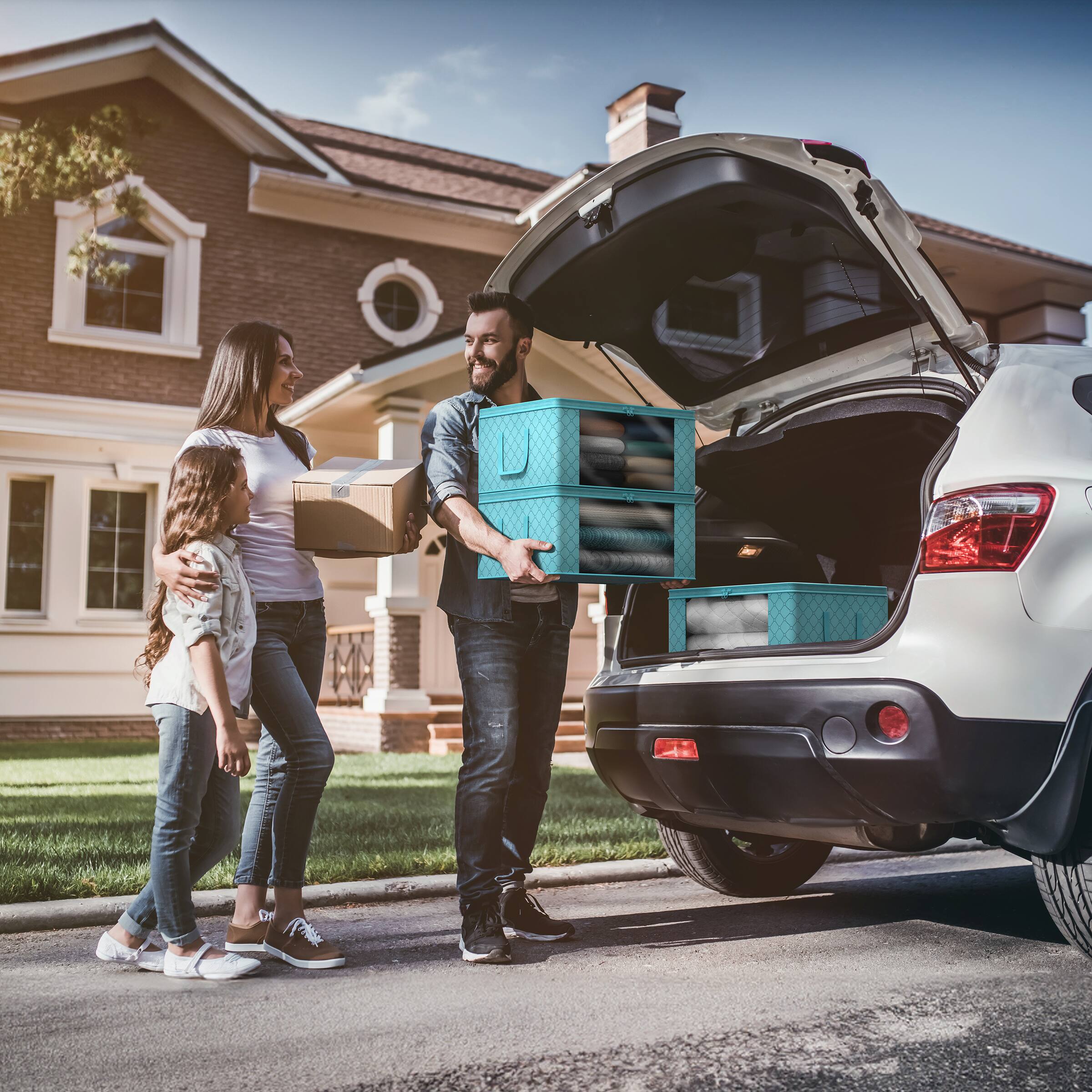 Alt View 3. Sorbus - Sorbus Medium Clothes Storage Bags - Foldable Blanket Storage Bins for Organizing Bedroom, Closet, Clothing - Aqua.