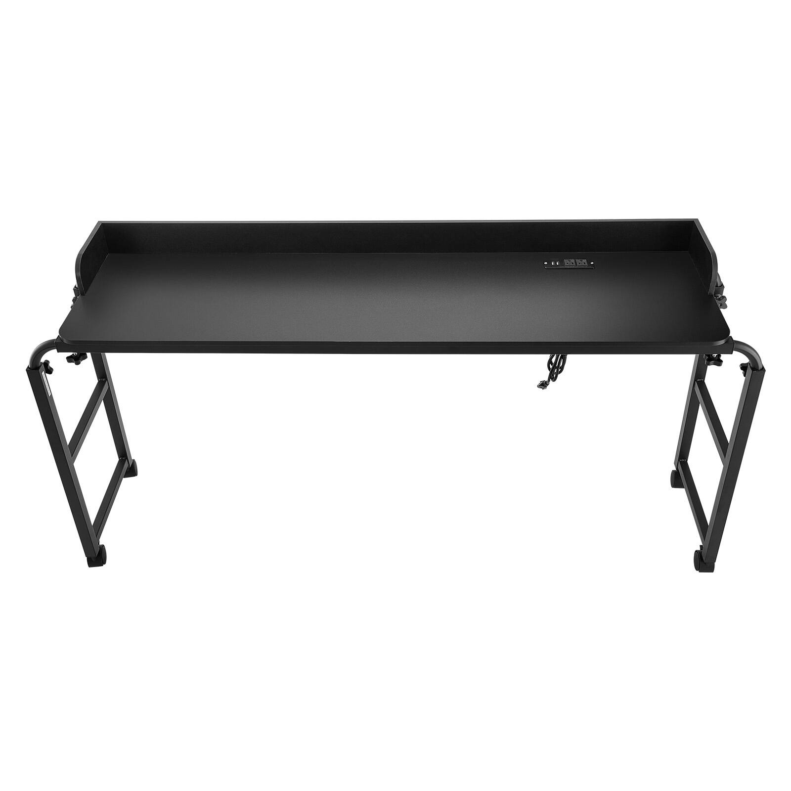 Alt View 5. VEVOR - Overbed Table,Mobile Bed Side Table with 4 Wheels (2 with Brakes) and Power Socket,Height Adjustable Rolling Laptop Desk - Black.