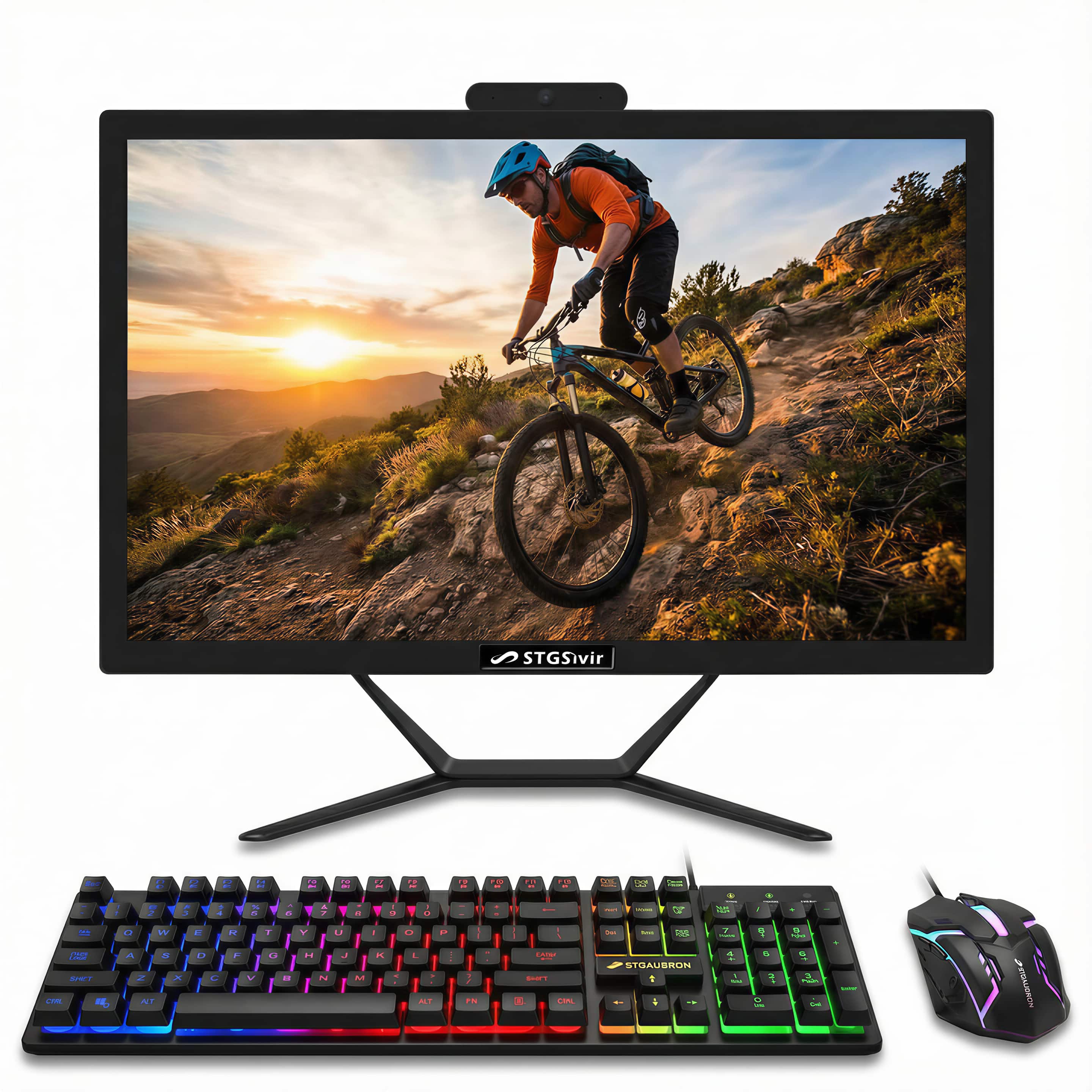 STGSivir - All in One Desktop PC, 21.5" FHD Display, i5 up to 3.6GHz, 16G RAM, 512GB SSD, WiFi&BT, Keyboard&Mouse, Win11H - Black