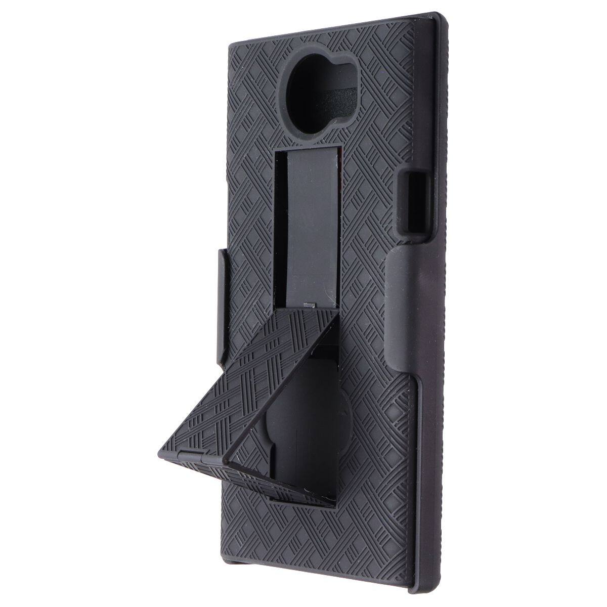Front. Verizon - Verizon Shell and Holster Combo with Kickstand for the Blackberry Priv - Black - Black.