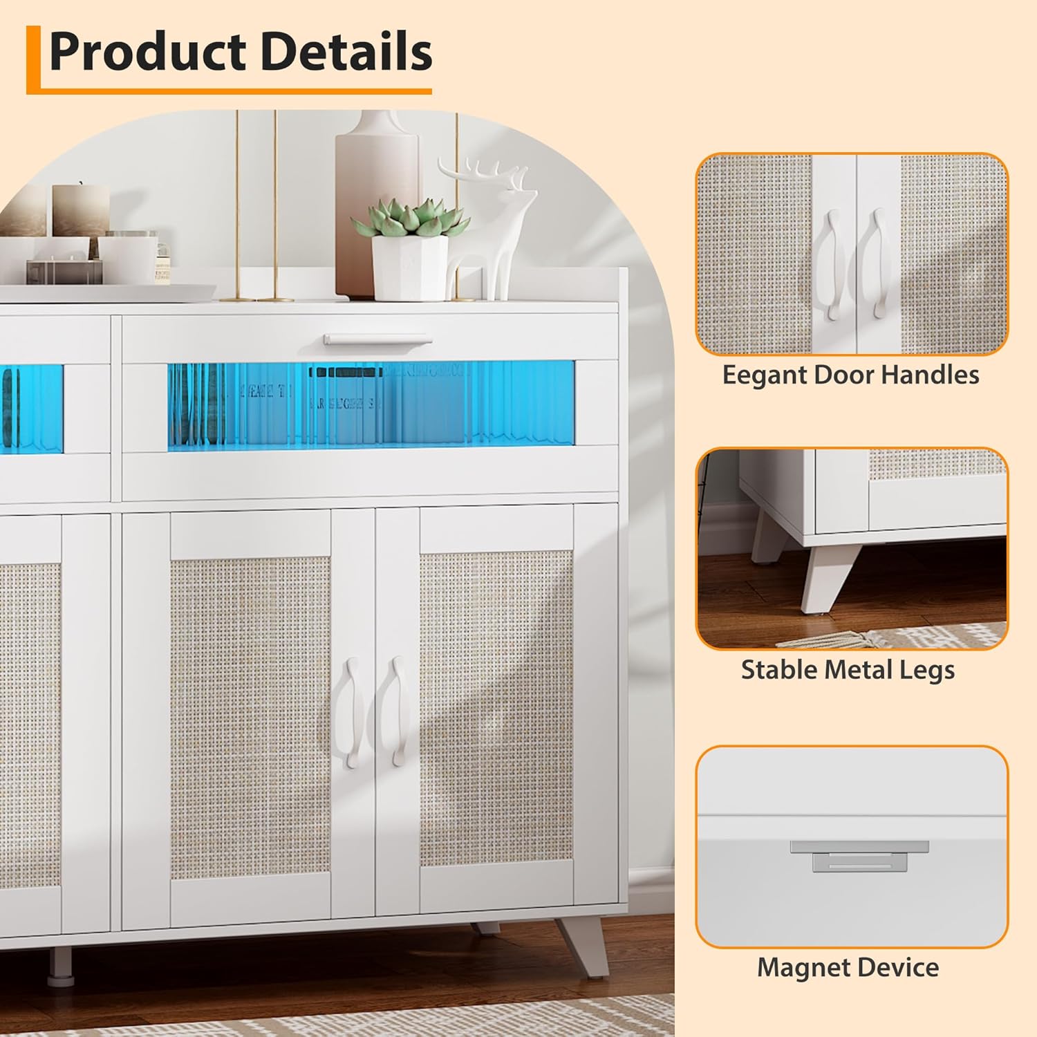 Product Details

- Eelegant Door Handles
- Stable Metal Legs
- Magnet Device