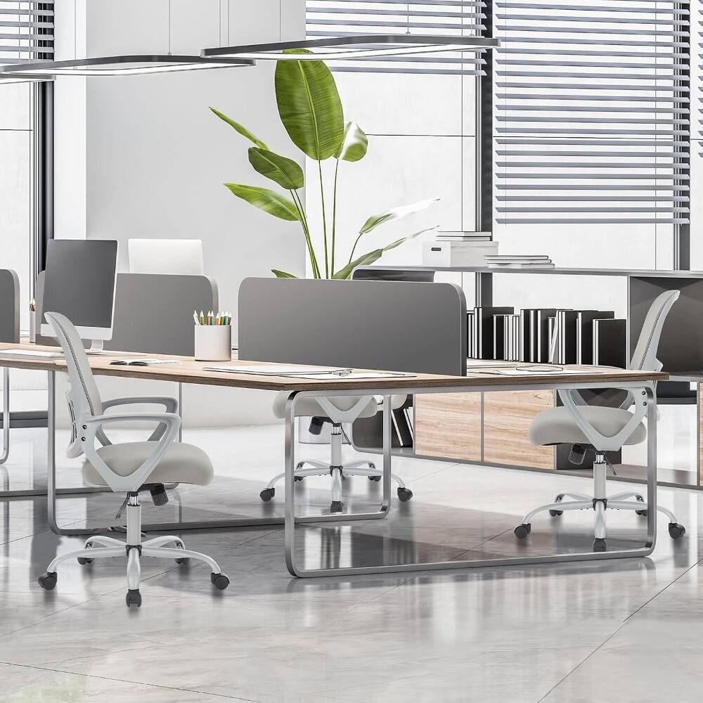 Left. Loheer - Loheer Ergonomic Office Chair Mesh Desk Chair Mid-Back Computer Chair Swivel Rolling Lumbar Support Grey - Grey.