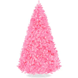 Best Choice Products - Artificial Christmas Tree, 4.5ft Premium Unlit Pine Design, Dense Branches w/Easy Assembly - Pink