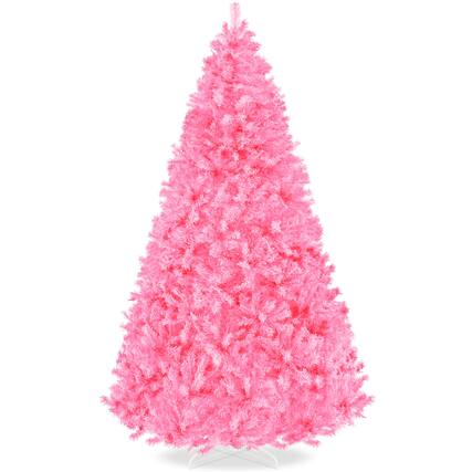 Front. Best Choice Products - Best Choice Products 7.5ft Artificial Pink Christmas Full Tree Festive Holiday Decoration w/ 1,350 Branch Tips, Stand - Pink.