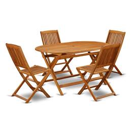 East West Furniture - Wooden Patio Set Natural Oil - Brown