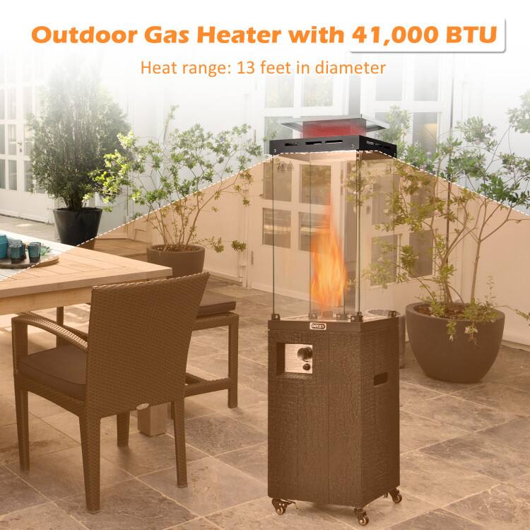 Outdoor Gas Heater with 41,000 BTU  
Heat range: 13 feet in diameter