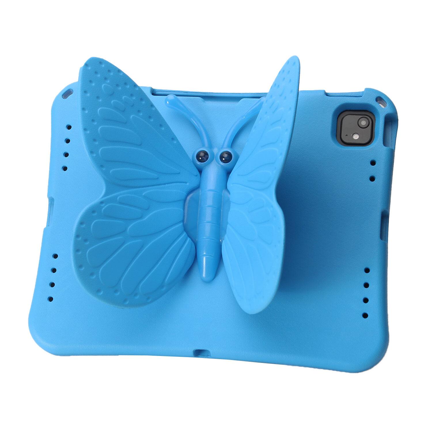 Left. Dteck - Kids Butterfly Case for Apple iPad Air (M4) 13" 2026-24 & iPad Pro 13/12.9",Rugged 3D Cartoon EVA Shockproof Stand Cover - Blue.