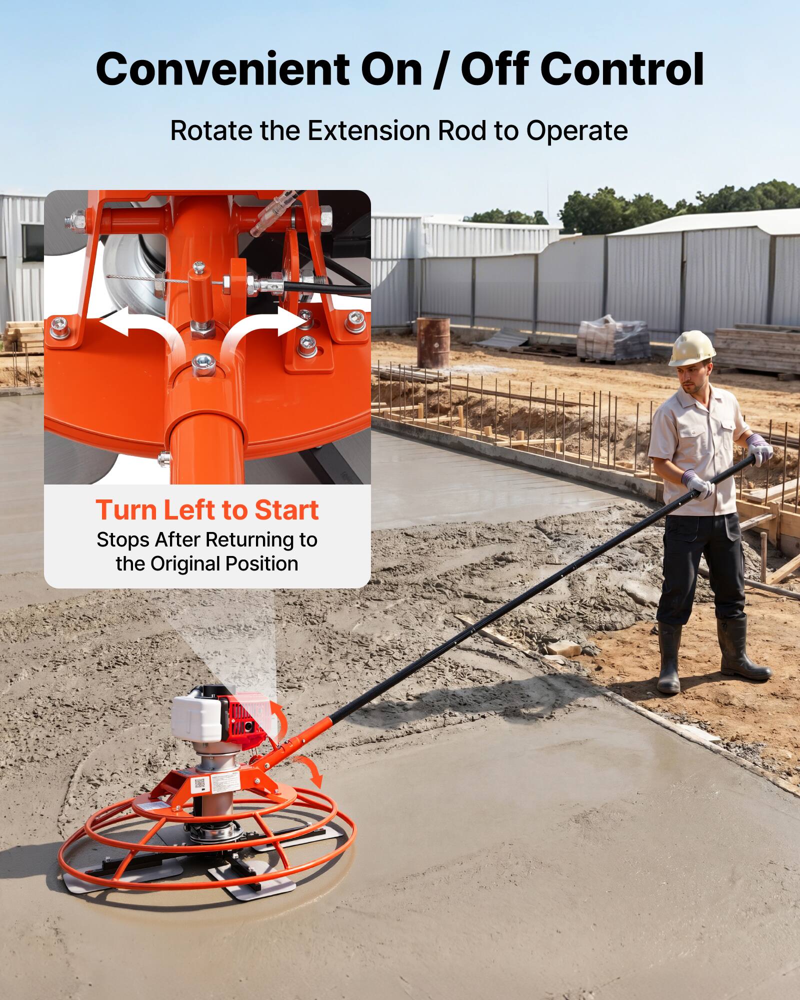 Convenient On / Off Control  
Rotate the Extension Rod to Operate  
Turn Left to Start  
Stops After Returning to the Original Position