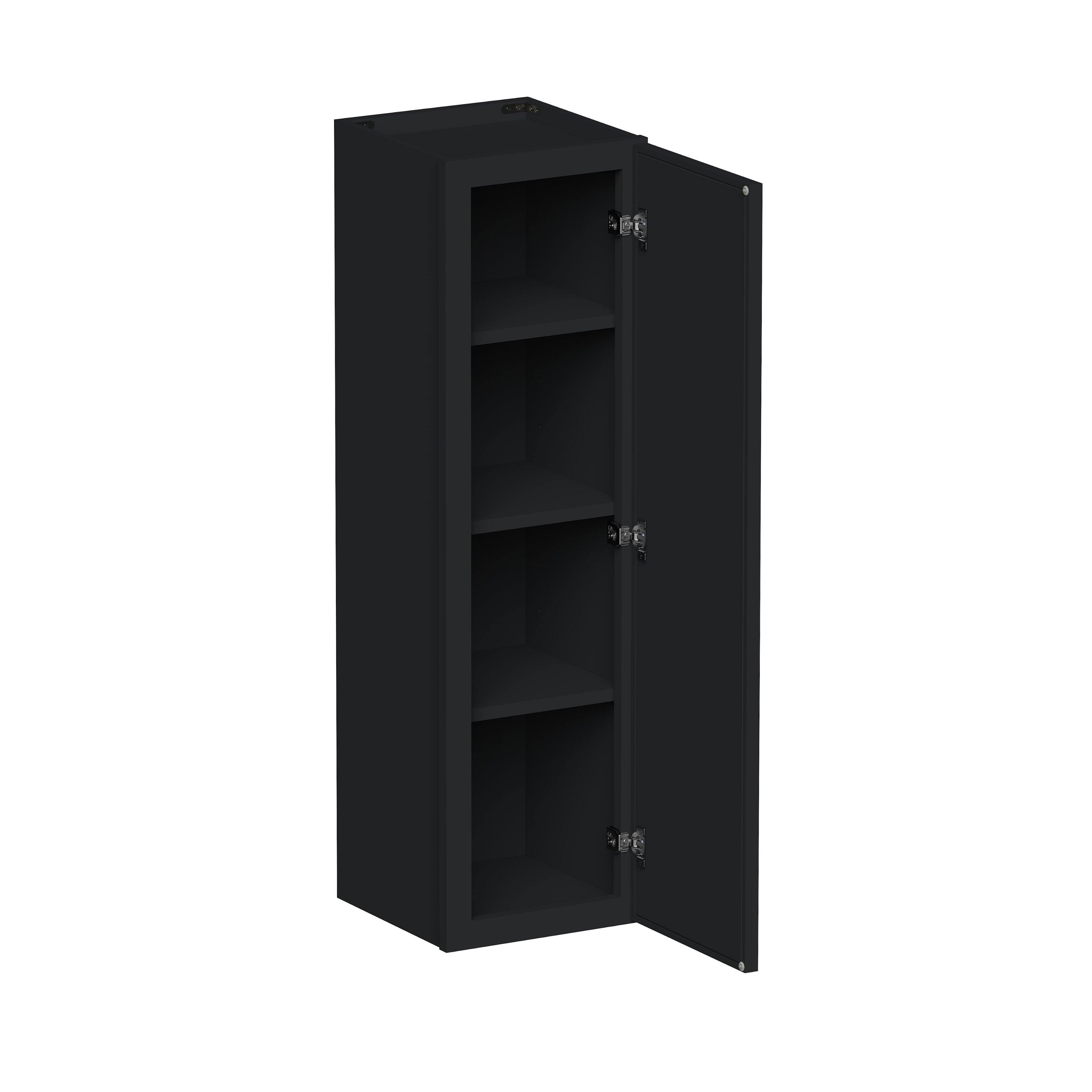 Angle. Boyel Living - 12-in W x 42-in H x 12-in D Shaker RTA Kitchen Wall Cabinet with Soft-Close - Black.