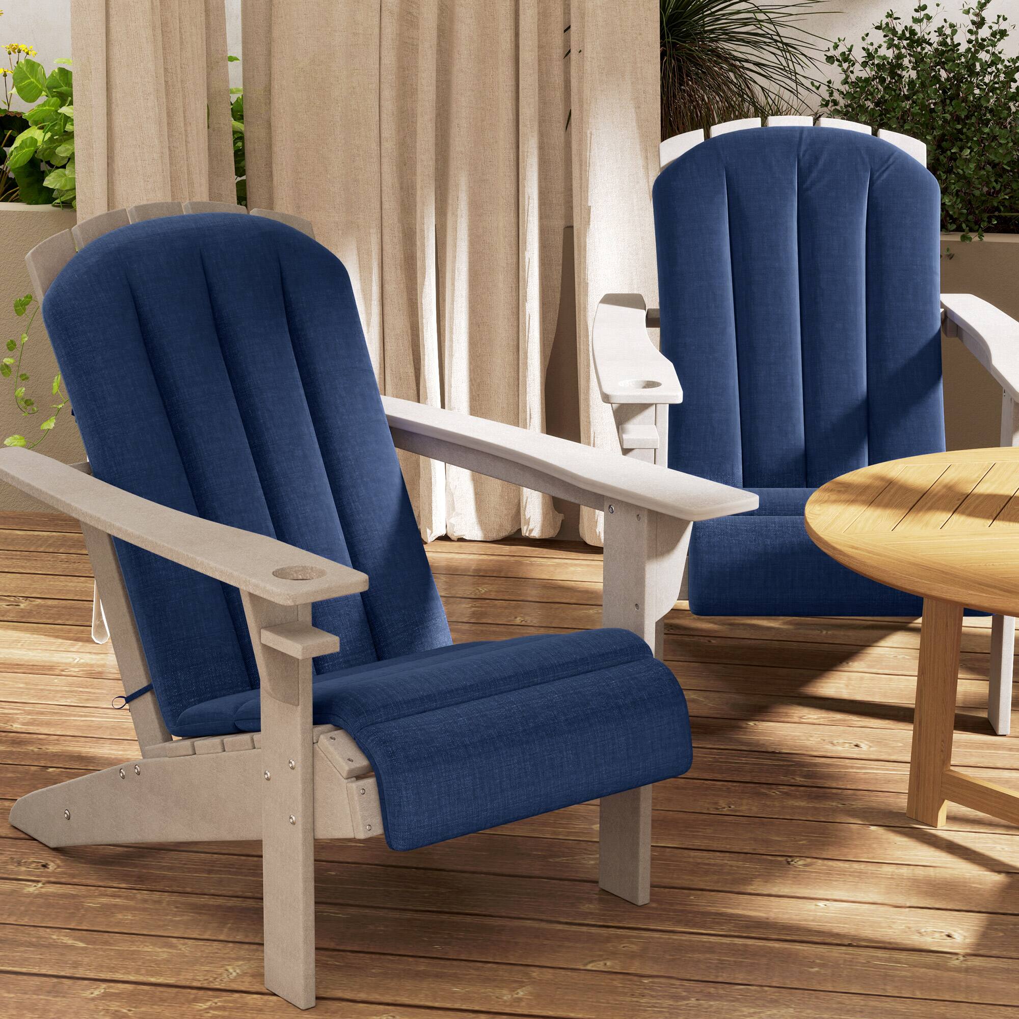 Alt View 8. Outsunny - of 4 Outdoor Chair Cushions, High Back Adirondack Chair Cushion with Ties, High-Density Foam - Navy Blue.
