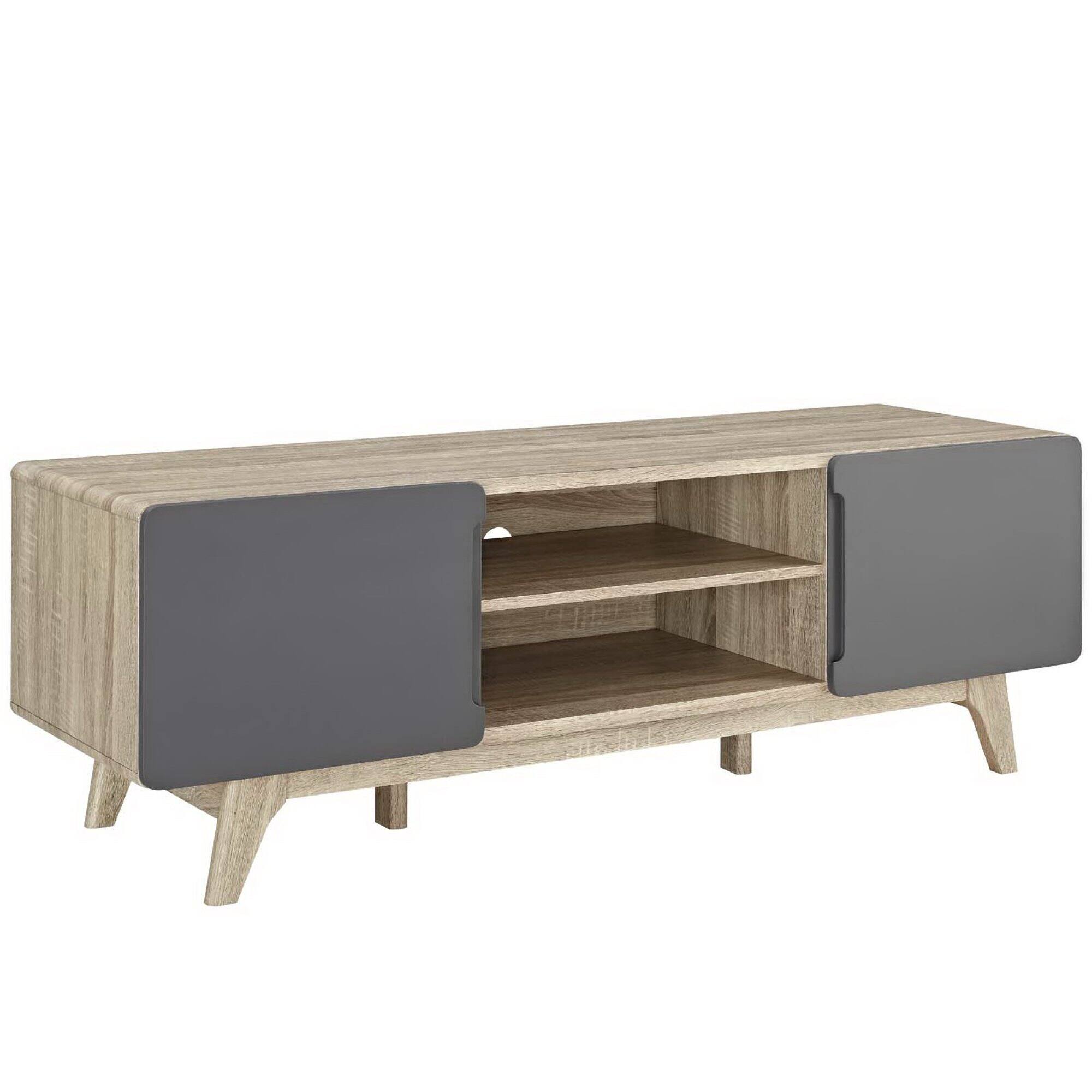 Angle. Modway - Tread 59" TV Stand by Modway - Natural Gray.