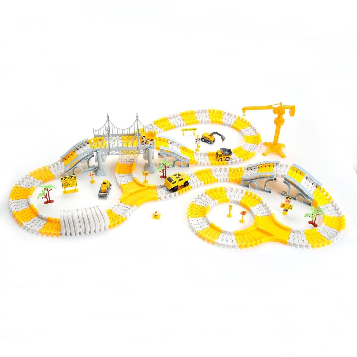 JuzToys - Kids Toys Cars, Construction Toys Race Tracks Playset, Track Set and Trucks Building Toy Educational Toys - Yellow