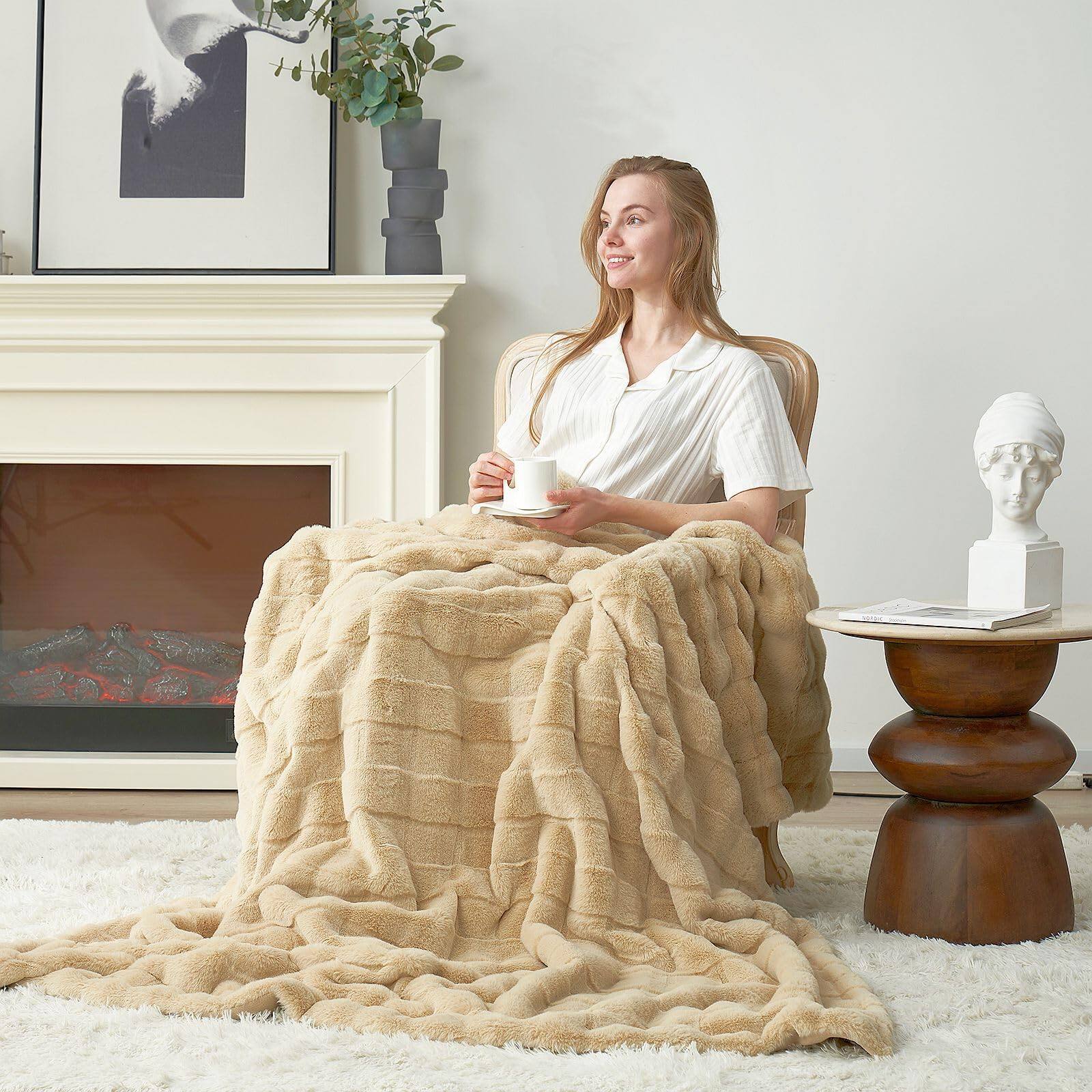 Alt View 2. Alchemy Casas - Fluffy Faux Throw Blanket For Couch Warm Soft Beige Blankets Sofa Bed Living Room Inches ULTRA WARMTH AND - Hot Pink Twin(60" x 80").