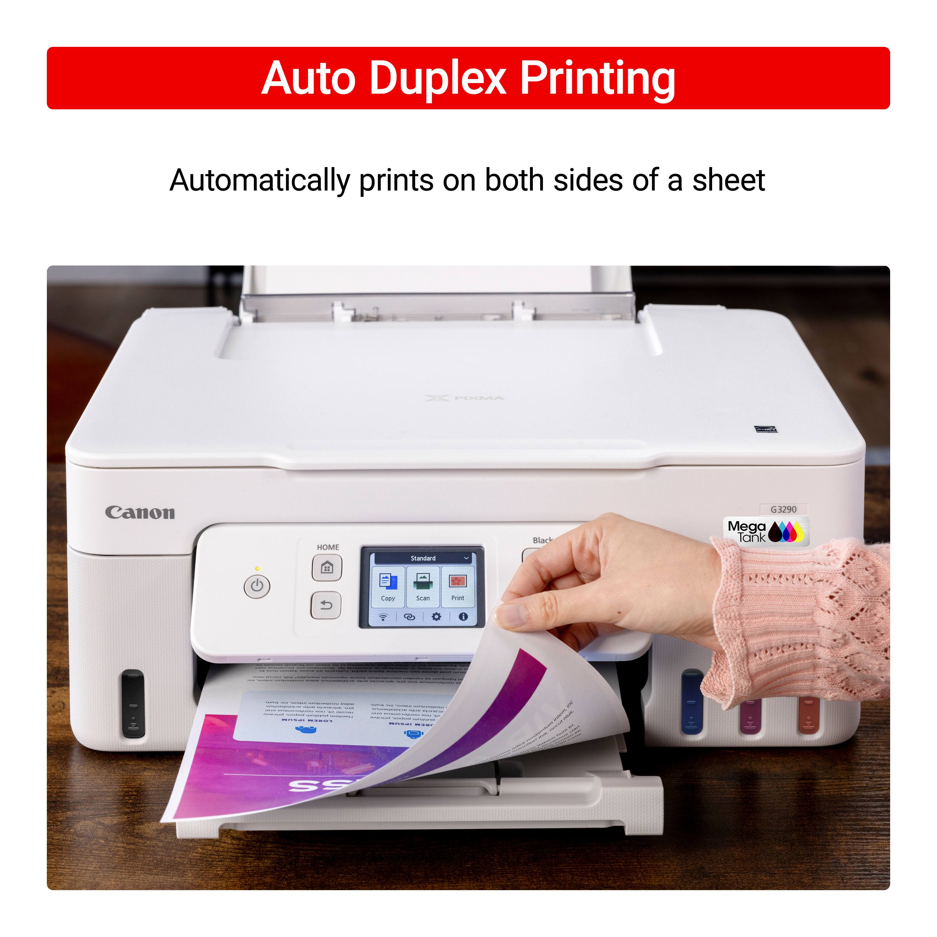 Auto Duplex Printing: Automatically prints on both sides of a sheet.