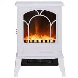 Resenkos - Electric Fireplace Heater, Freestanding Fireplace Stove,Realistic Flame Effect Overheat, - White