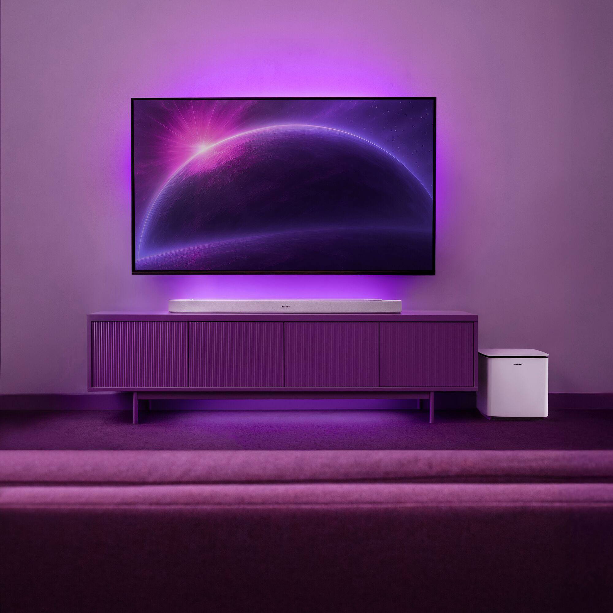 Alt View 17. Bose - Lifestyle Ultra 5.1 Channel Wireless Soundbar with Dolby Atmos - White Smoke.
