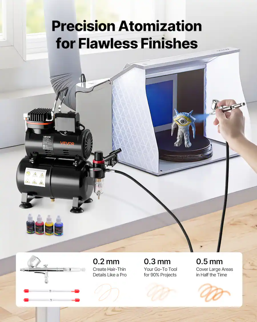 Compressor Tank VEVOR Airbrush Kit, 1/6 HP, Air Brush Kit with Air Compressor and Tank ...