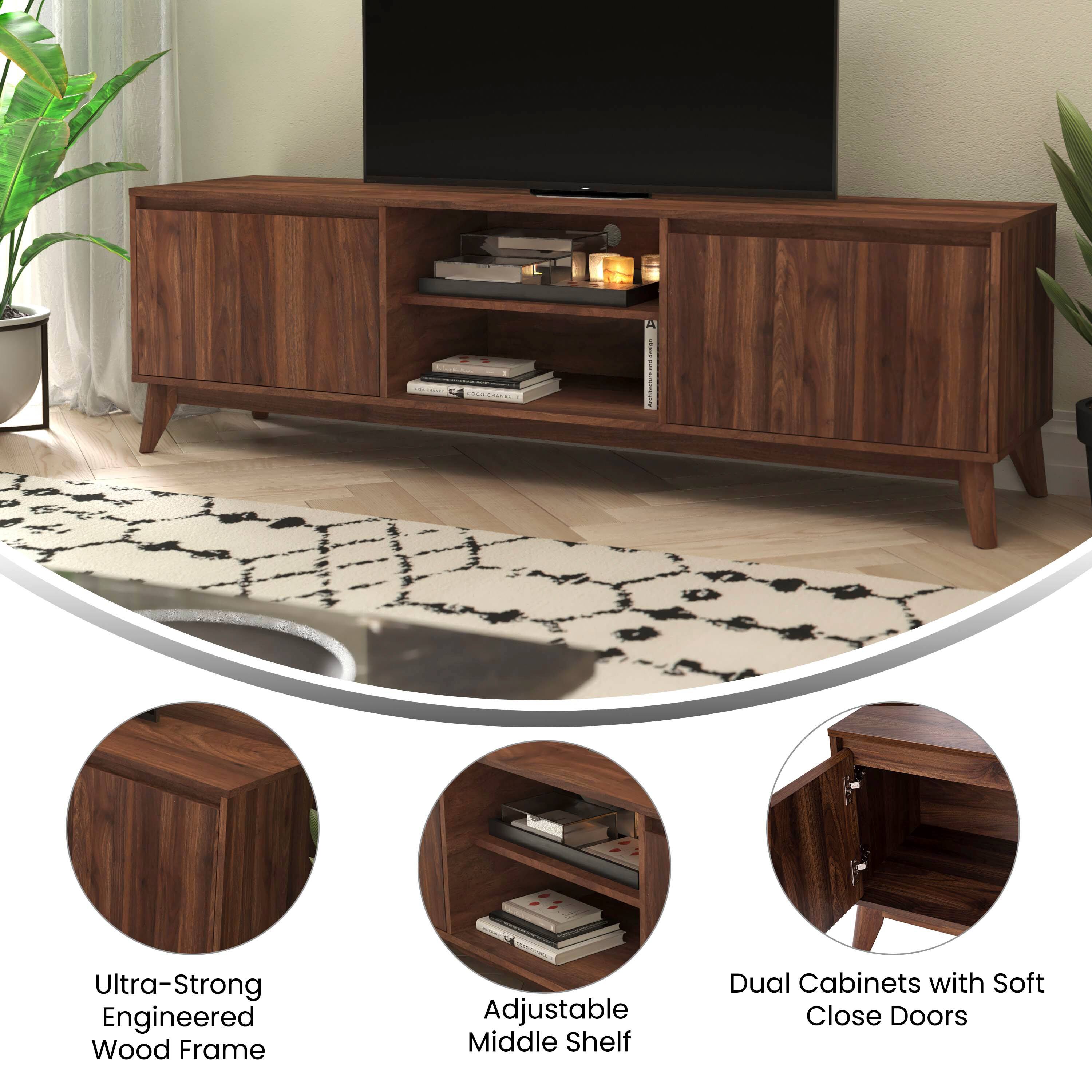 - Ultra-Strong Engineered Wood Frame
- Adjustable Middle Shelf
- Dual Cabinets with Soft Close Doors