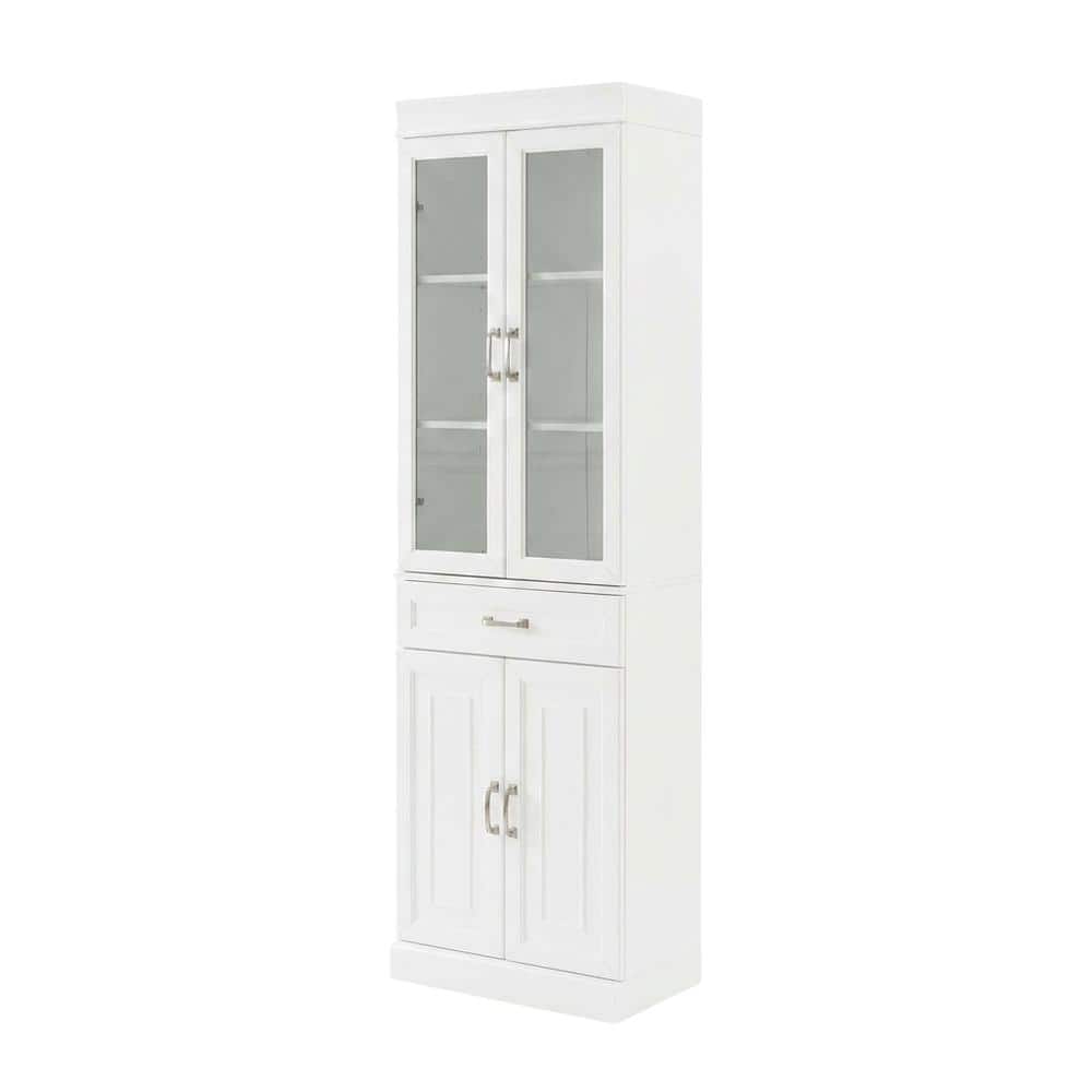 Crosley Furniture - Stanton Glass Door Kitchen Storage Pantry Cabinet - White