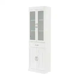 Crosley Furniture - Stanton Glass Door Kitchen Storage Pantry Cabinet - White