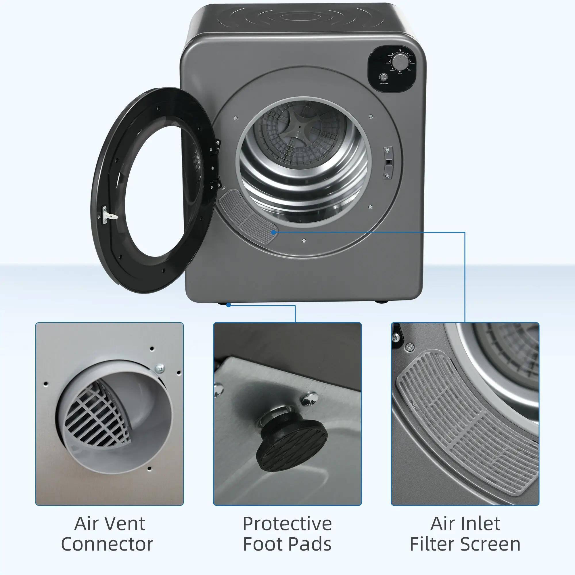 1. Air Vent Connector  
2. Protective Foot Pads  
3. Air Inlet Filter Screen
