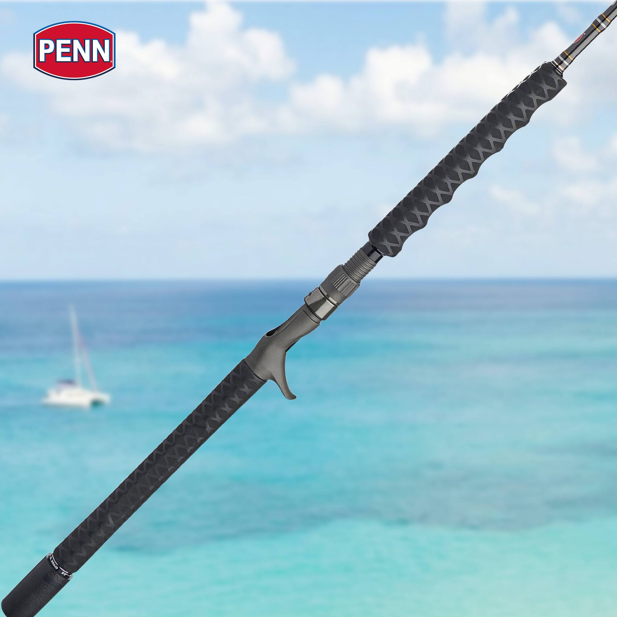 Alt View 3. PENN - PENN Carnage III Conventional Jigging Rod, 6'2" Fishing Pole, Medium Heavy Power - Black/Gold.